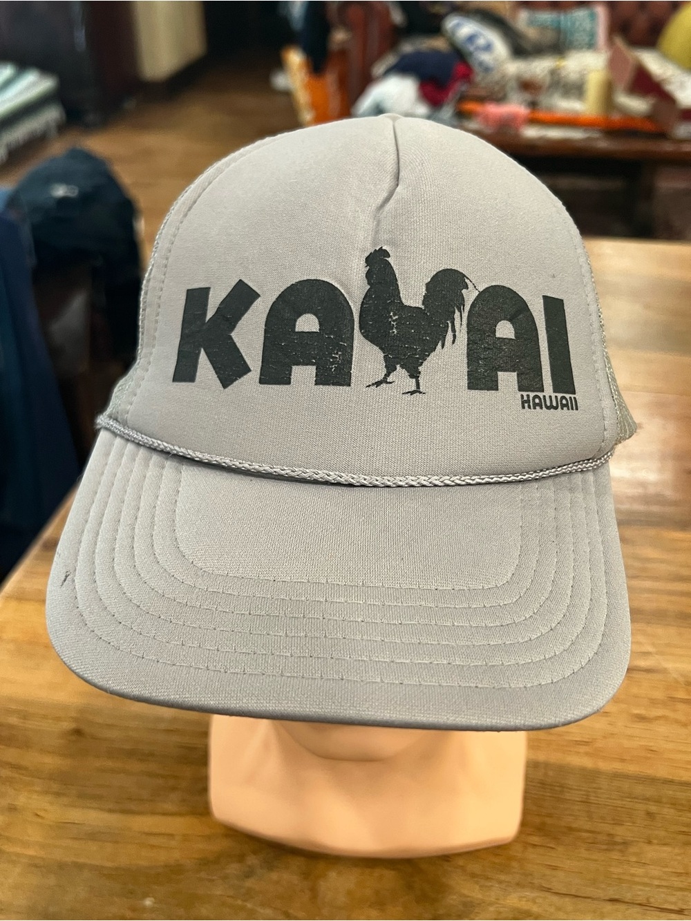 OTTO Light Gray Trucker Hat with Black Rooster KAUAI Print